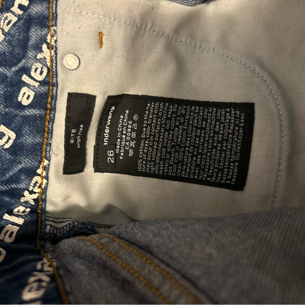 Alexander Wang Navy Logo-Print Distressed Denim Shorts - Picture 4 of 4